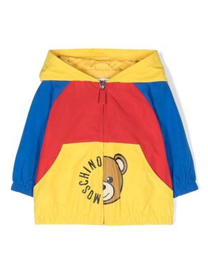 Moschino Kids Teddy Bear-motif colour-block hooded jacket - Red