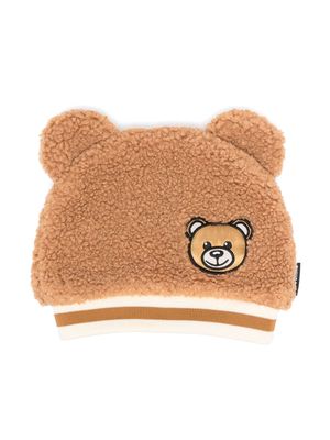Moschino Kids Teddy Bear-motif cotton hat - Brown