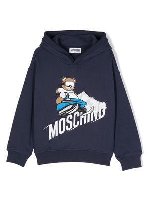 Moschino Kids Teddy Bear-motif cotton hoodie - Blue