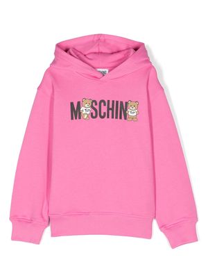 Moschino Kids Teddy Bear-motif cotton hoodie - Pink