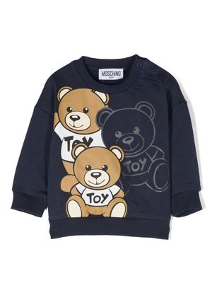Moschino Kids Teddy Bear-motif cotton jumper - Blue