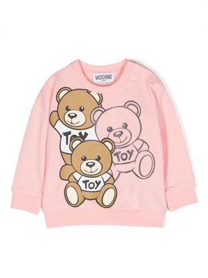 Moschino Kids Teddy Bear-motif cotton jumper - Pink