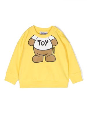 Moschino Kids Teddy Bear-motif cotton sweatshirt - Yellow