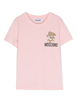 Moschino Kids Teddy-Bear-motif cotton T-shirt - Pink