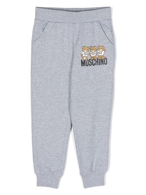 Moschino Kids Teddy Bear-motif cotton track pants - Grey