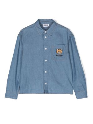 Moschino Kids Teddy Bear-motif denim shirt - Blue