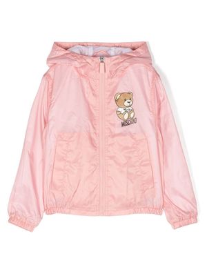 Moschino Kids teddy bear-motif hooded jacket - Pink