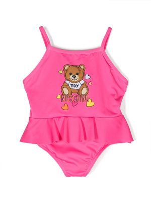 Moschino Kids Teddy Bear-motif layered swimsuit - Pink