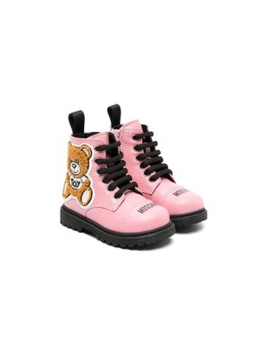Moschino Kids Teddy Bear-motif leather boots - Pink