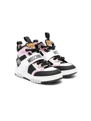 Moschino Kids Teddy Bear-motif panelled sneakers - White
