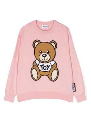 Moschino Kids Teddy Bear-motif patterned intarsia-knit jumper - Pink