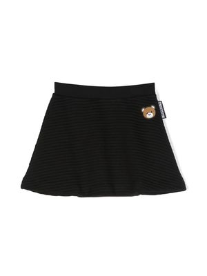 Moschino Kids Teddy bear-motif ribbed skirt - Black