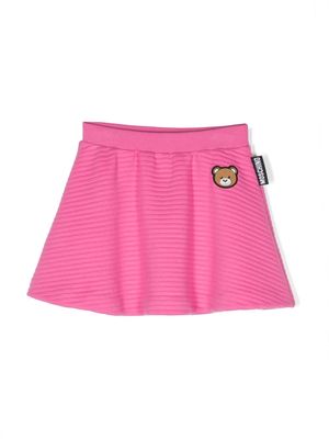 Moschino Kids Teddy Bear-motif ribbed skirt - Pink