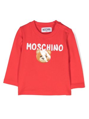 Moschino Kids Teddy Bear-motif stretch-cotton sweatshirt - Red