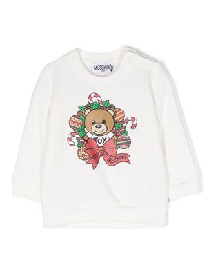 Moschino Kids Teddy Bear-motif stretch-cotton sweatshirt - White