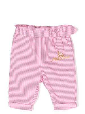 Moschino Kids Teddy Bear motif striped trousers - Pink
