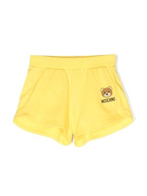 Moschino Kids Teddy Bear motif track shorts - Yellow