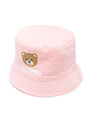 Moschino Kids teddy bear-patch bucket hat - Pink