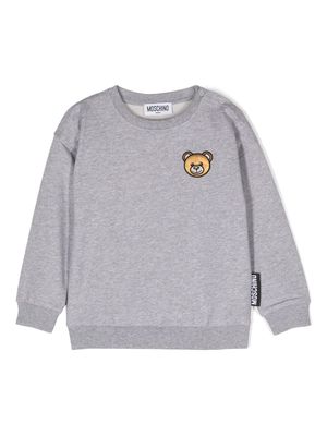 Moschino Kids Teddy Bear-patch cotton sweatshirt - Grey