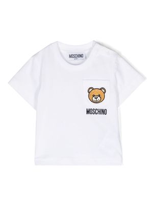 Moschino Kids Teddy Bear-patch cotton T-shirt - White