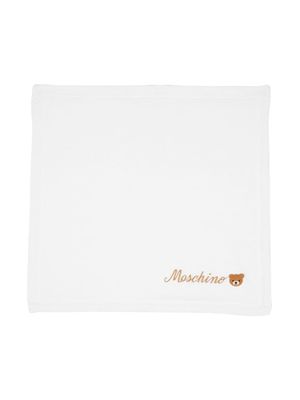 Moschino Kids teddy bear-patch knitted blanket - White