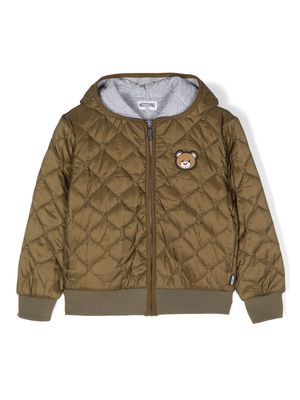 Moschino Kids Teddy Bear-patch quilted jacket - Green
