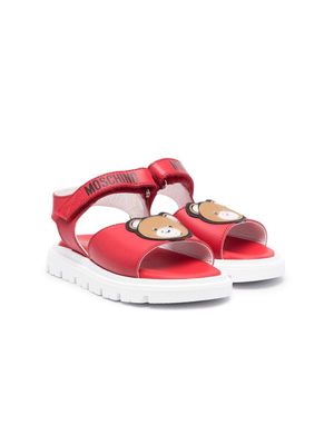 Moschino Kids Teddy Bear-patch sandals - Red