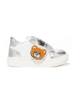 Moschino Kids teddy bear patch sneakers - Silver