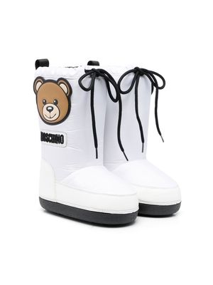 Moschino Kids Teddy Bear-patch snow boots - White