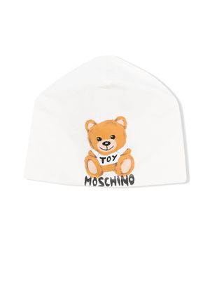 Moschino Kids teddy-bear print beanie - Neutrals