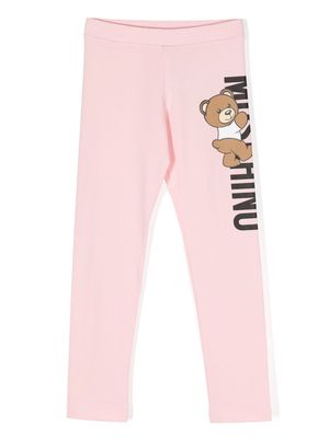 Moschino Kids Teddy Bear-print cotton blend leggings - Pink