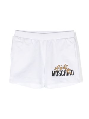 Moschino Kids Teddy Bear-print cotton casual shorts - White