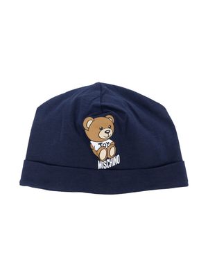 Moschino Kids Teddy Bear print cotton hat - Blue