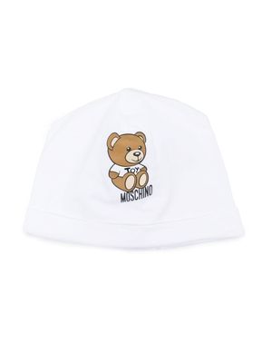 Moschino Kids Teddy Bear print cotton hat - White