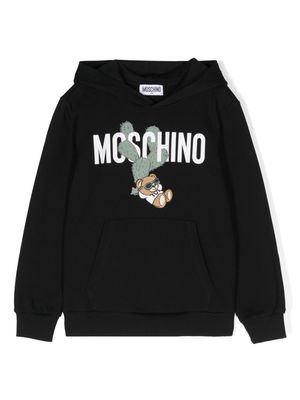 Moschino Kids Teddy-Bear-print cotton hoodie - Black