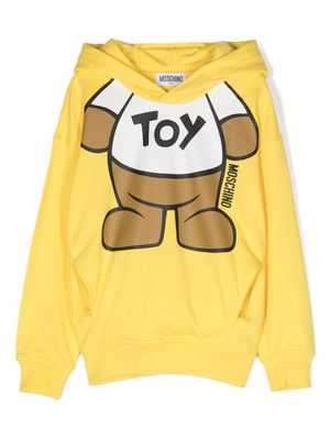 Moschino Kids Teddy Bear-print cotton hoodie - Yellow