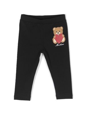 Moschino Kids Teddy Bear-print cotton leggings - Black