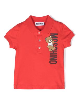 Moschino Kids Teddy Bear-print cotton polo shirt - Red