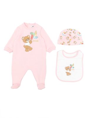 Moschino Kids Teddy Bear-print cotton pyjamas - Pink
