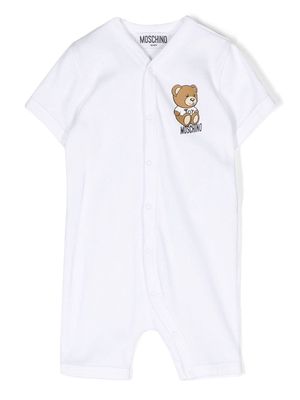 Moschino Kids Teddy Bear-print cotton romper - White