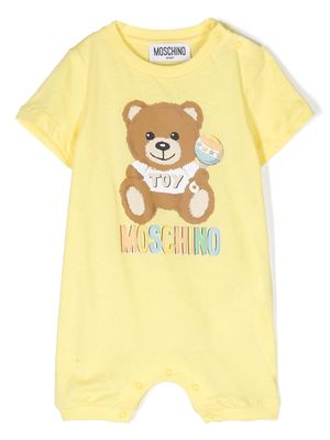Moschino Kids Teddy Bear-print cotton romper - Yellow
