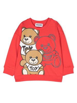 Moschino Kids Teddy Bear- print cotton sweatshirt - Red