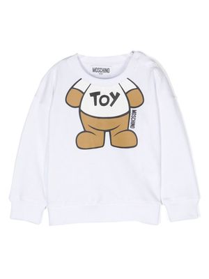 Moschino Kids Teddy Bear-print cotton sweatshirt - White