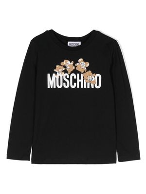 Moschino Kids Teddy Bear-print cotton T-Shirt - Black