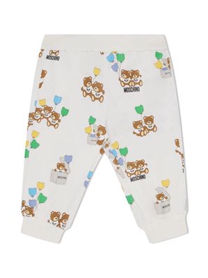Moschino Kids Teddy Bear-print cotton trousers - White