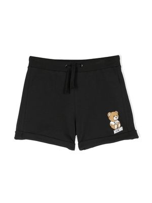 Moschino Kids Teddy Bear-print drawstring shorts - Black