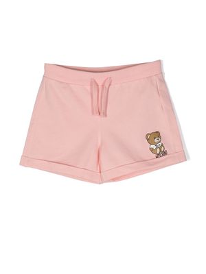 Moschino Kids Teddy Bear-print drawstring shorts - Pink