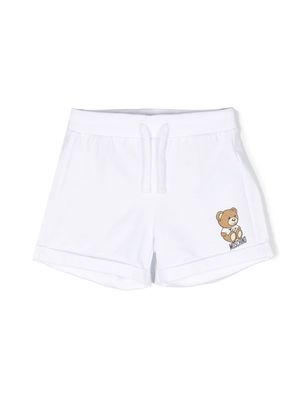 Moschino Kids Teddy Bear-print drawstring shorts - White