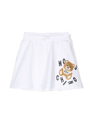 Moschino Kids Teddy Bear-print drawstring skirt - White
