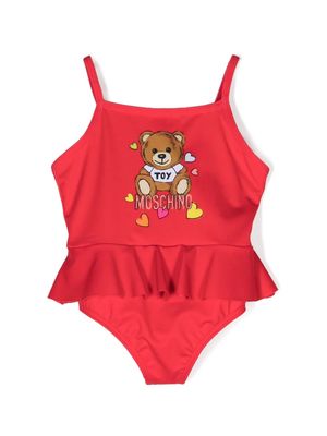 Moschino Kids Teddy Bear-print flared-skirt swimsuit